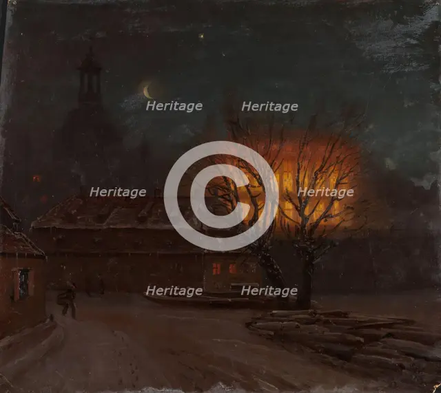 Winter Evening in Dresden, 1845. Creator: Knud Baade.