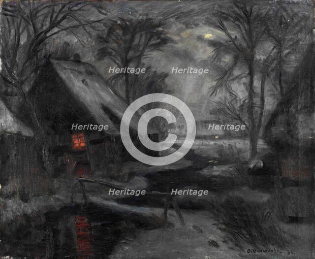 Winter Evening in Fischerhude. Artist: Modersohn, Otto (1865-1943)