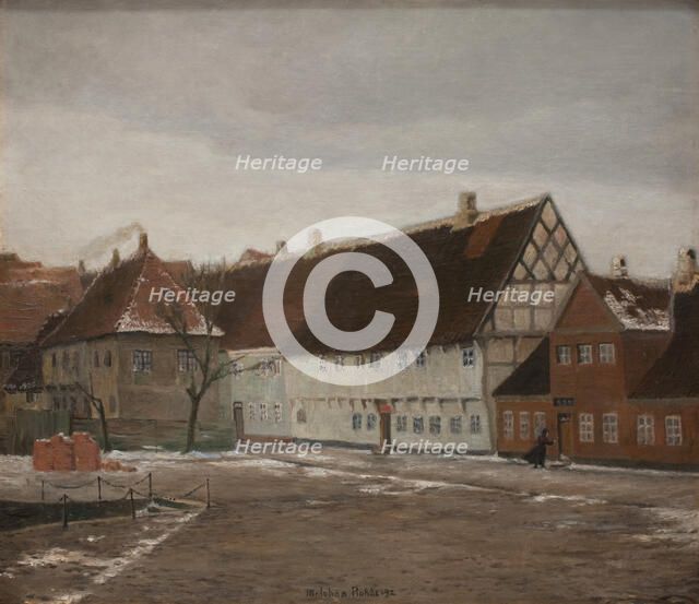 Winter Evening in Ribe, Jutland, 1892. Creator: Johan Rohde.