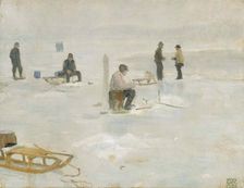 Winter Fishing, 1906. Creator: Erik Werenskiold