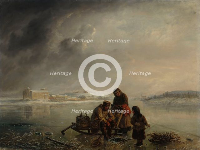 Winter Fishing in Front of Turku, 1872. Creator: Robert Wilhelm Ekman.