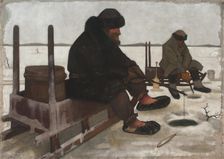 Winter Fishing; Icefishing, 1900. Creator: Juho Rissanen