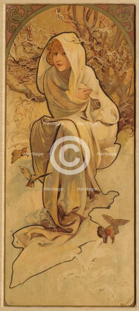 Winter (From the Series Les Saisons), c. 1900. Creator: Mucha, Alfons Marie (1860-1939).