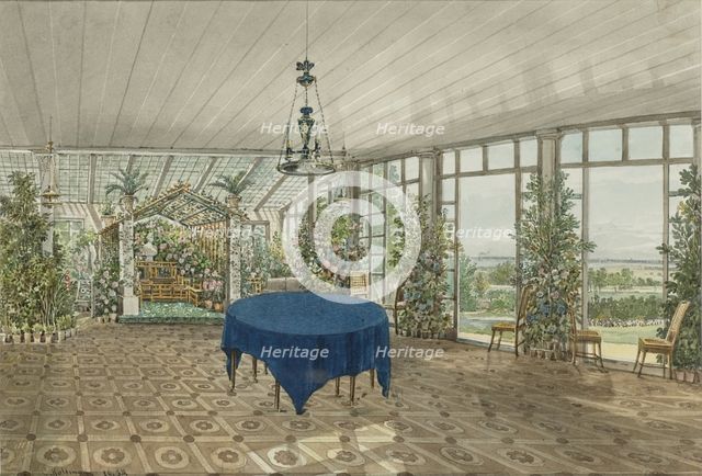 Winter Garden in the Pavlino Estate of Vielgorsky, 1834. Artist: Kolmann, Karl Ivanovich (1786-1846)