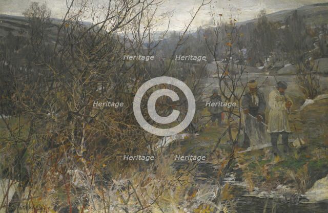 Winter Hunt. Artist: Kolesnikov, Ivan Fyodorovich (1887-1929)