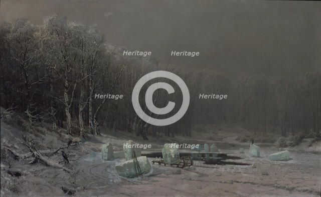 Winter. Ice splitting. Artist: Meshchersky, Arseni Ivanovich (1834-1902)