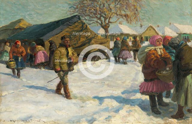 Winter in the village, 1919. Creator: Teodor Jozef Mousson.