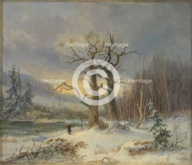 Winter landscape, 1870. Creator: Charles XV, King of Sweden.