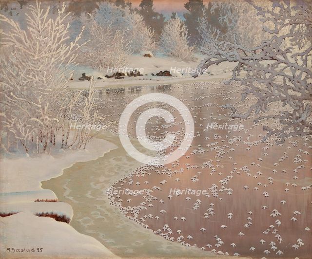 Winter landscape, 1925. Creator: Fjaestad, Gustaf (1868-1948).