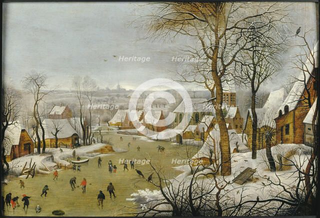 Winter landscape with a Bird Trap, and the Flight into Egypt , 1622. Creator: Brueghel, Pieter, the Younger (1564-1638).