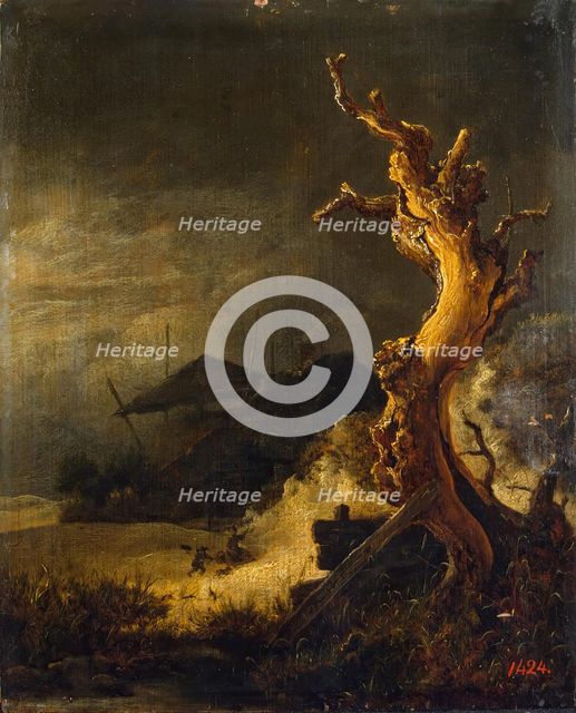 Winter Landscape with a Dead Tree, 1670. Creator: Jacob van Ruisdael.