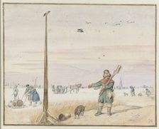 Winter Landscape with a Duck Hunter with Game in his Belt and his Gun over his..., c.1625-c.1630. Creator: Hendrick Avercamp