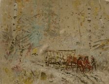 Winter Landscape with a Hay Wagon, 1895-1905. Creator: Ladislav Mednyanszky