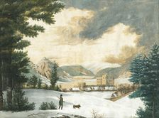 Winter landscape with a hunter, 1824. Creator: Unknown