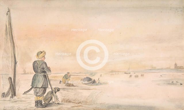 Winter Landscape with a Hunter and his Dog, n.d.. Creator: Hendrick Avercamp.