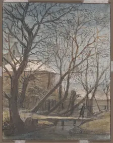 Winter Landscape with a Man Crossing, c.1660. Creator: Anthonie Waterloo