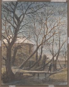 Winter Landscape with a Man Crossing, c.1660. Creator: Anthonie Waterloo