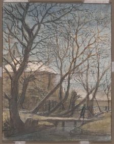 Winter Landscape with a Man Crossing, c.1660. Creator: Anthonie Waterloo