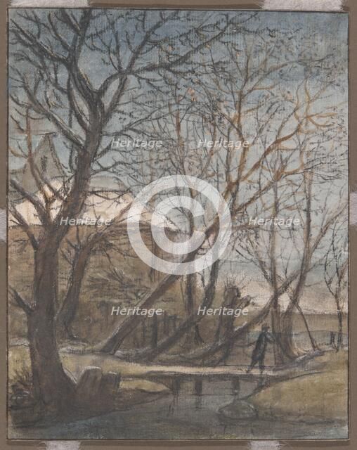 Winter Landscape with a Man Crossing, c.1660. Creator: Anthonie Waterloo.