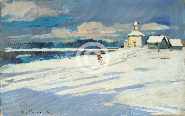 Winter Landscape with a small Church, early 20th century. Artist: Konstantin Korovin.