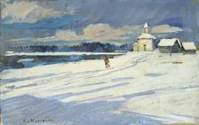 Winter Landscape with a small Church, early 20th century. Artist: Konstantin Korovin