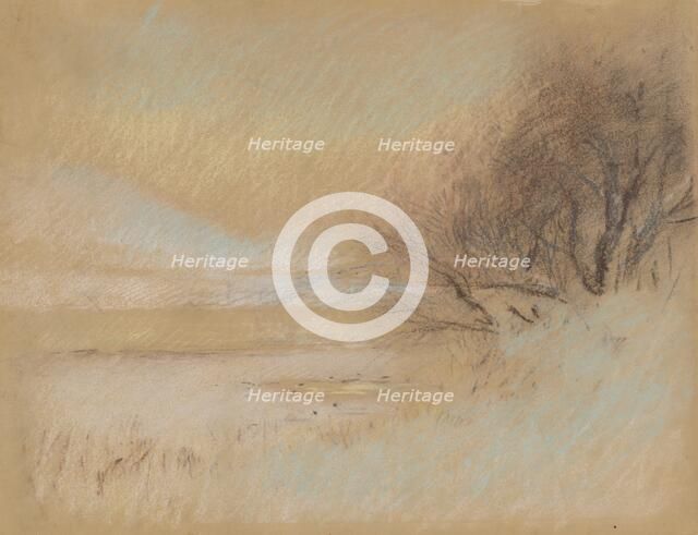 Winter landscape with a river, 1898-1899. Creator: Ladislav Mednyanszky.