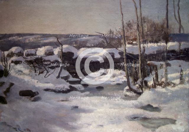 Winter Landscape with Bridge, 1904. Creator: Fredrik Jonas Lucian Botfield Collett.