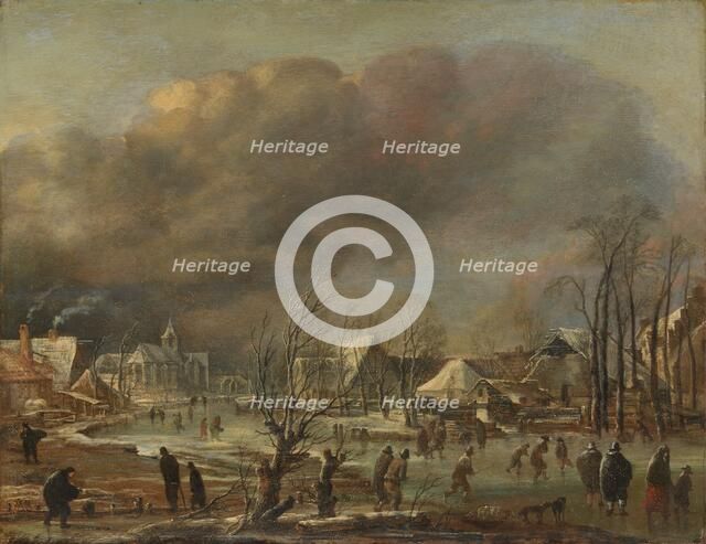 Winter Landscape with Church and Farmhouses, c.1775. Creator: Unknown.