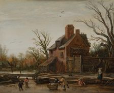 Winter Landscape with Farmhouse, c1610-1630. Creator: Esaias van de Velde