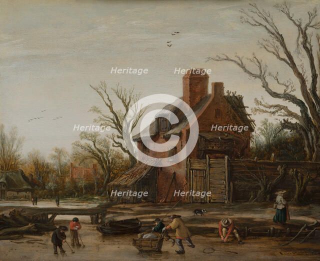 Winter Landscape with Farmhouse, c1610-1630. Creator: Esaias van de Velde.