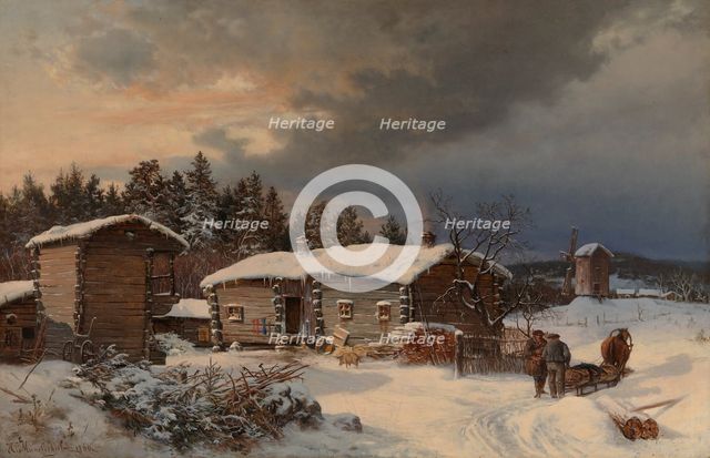 Winter Landscape with Farmhouse in Häme, 1866. Creator: Hjalmar Munsterhjelm.