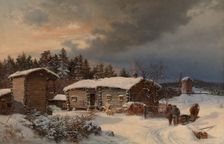 Winter Landscape with Farmhouse in Häme, 1866. Creator: Hjalmar Munsterhjelm