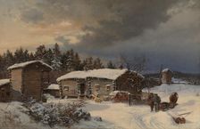 Winter Landscape with Farmhouse in Häme, 1866. Creator: Hjalmar Munsterhjelm