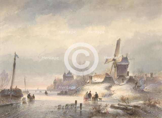 Winter Landscape with Frozen River, 19th century. Creators: Lodewijk Johannes Kleijn, Pieter Rudolph Kleyn.