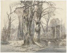 Winter landscape with gate between trees, 1835. Creator: Hendrik Gerrit ten Cate