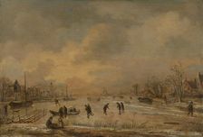 Winter Landscape with Houses, c1630-1670. Creator: Aert van der Neer