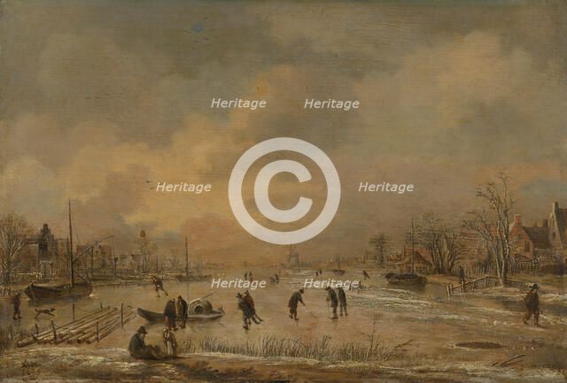 Winter Landscape with Houses, c1630-1670. Creator: Aert van der Neer.