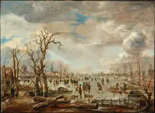 Winter Landscape with Ice pleasures, c. 1655. Artist: Neer, Aert, van der (1603-1677)