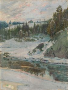Winter landscape with River, 1893. Creator: Jorgen Sorensen