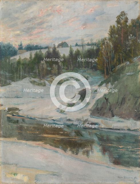 Winter landscape with River, 1893. Creator: Jorgen Sorensen.