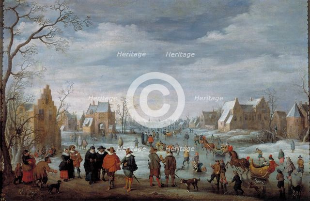 Winter Landscape with Skaters, 1629. Creator: Joost Cornelisz Droochsloot.
