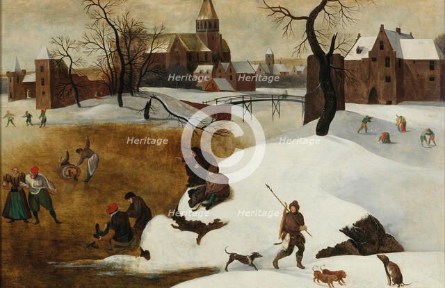 Winter landscape with skaters. Creator: Grimmer, Abel (1570-1619).