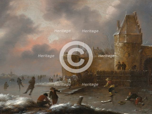 Winter Landscape with Skaters, about 1660. Creator: Klaes Molenaer.