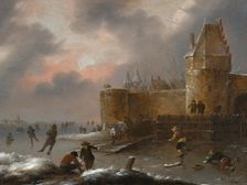 Winter Landscape with Skaters, about 1660. Creator: Klaes Molenaer