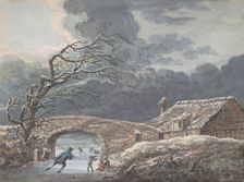 Winter Landscape with Skaters on a Frozen Canal, n.d.. Creator: Vincent Jansz. van der Vinne