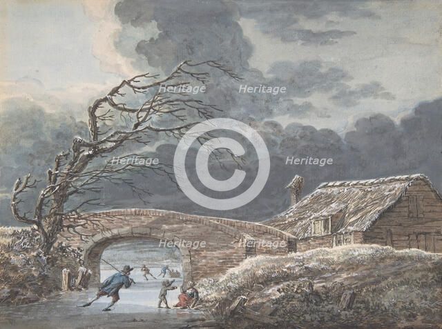 Winter Landscape with Skaters on a Frozen Canal, n.d.. Creator: Vincent Jansz. van der Vinne.