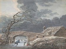 Winter Landscape with Skaters on a Frozen Canal, n.d.. Creator: Vincent Jansz. van der Vinne