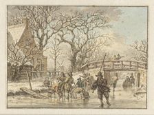 Winter landscape with skaters on a river, 1781. Creator: Jacob Cats