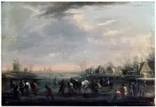 Winter Landscape with Skaters late 17th or early 18th century. Artist: Peeter Bout