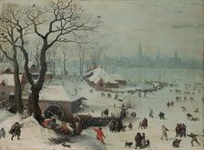 Winter Landscape with Snowfall near Antwerp, 1575. Creator: Lucas van Valckenborch